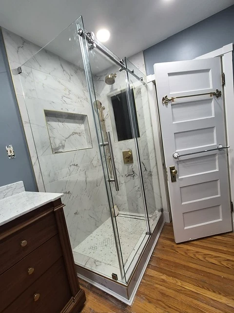 Modern glass shower renovation